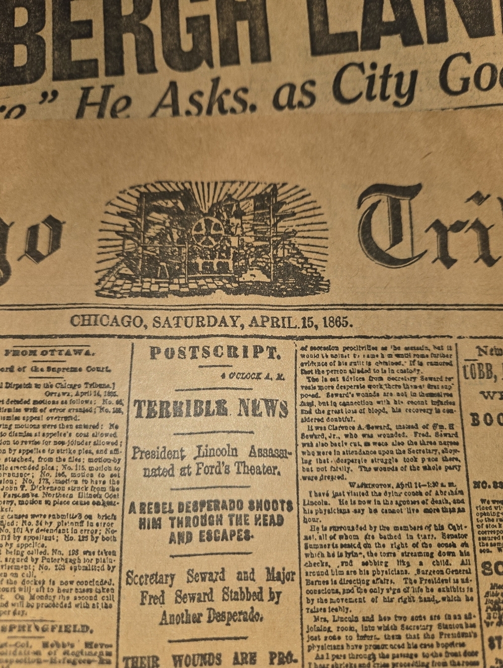 Very old Chicago Tribune newspapers